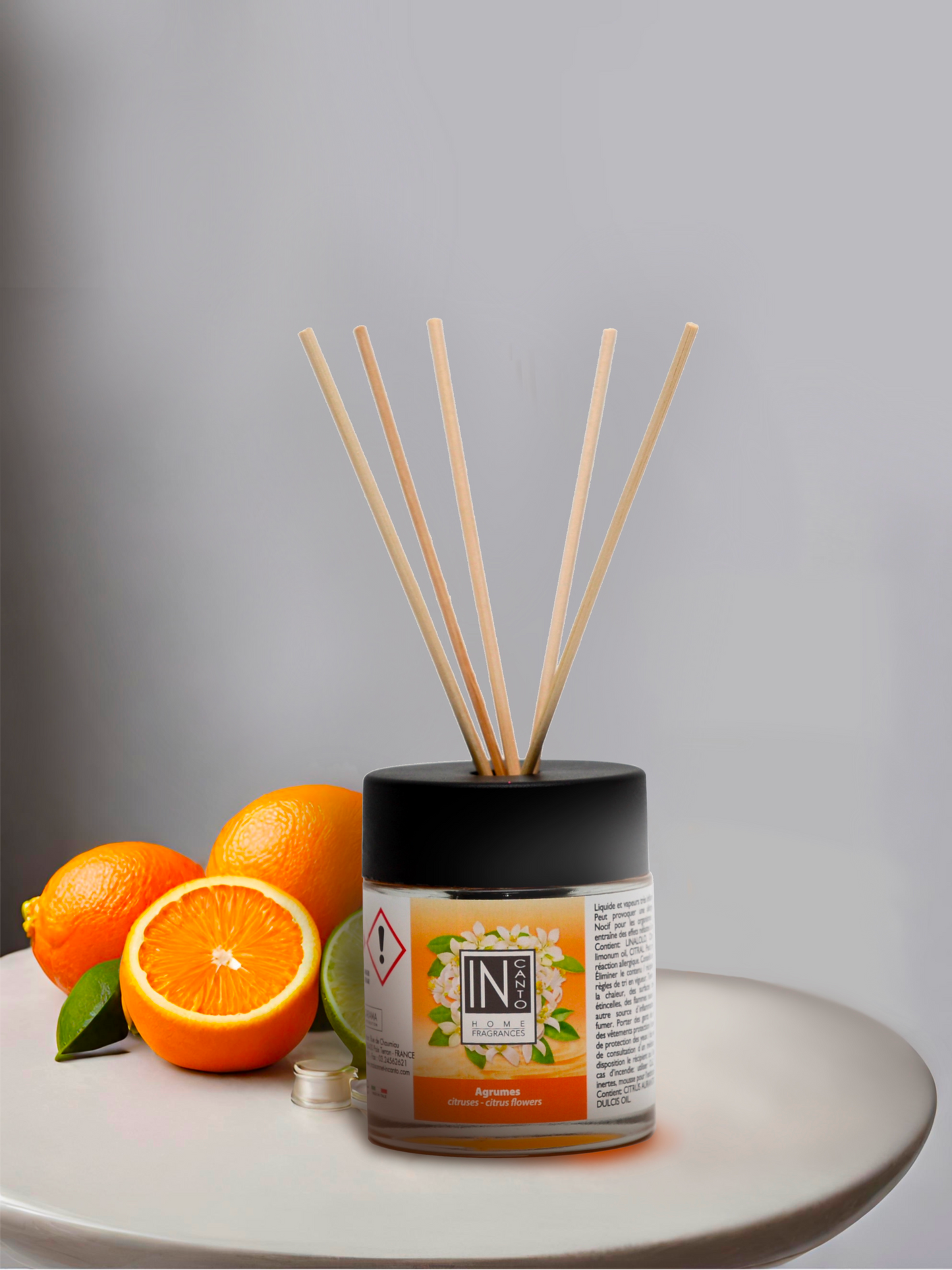 Diffuseur de parfum agrumes 100ml tiges rotin – INCANTO