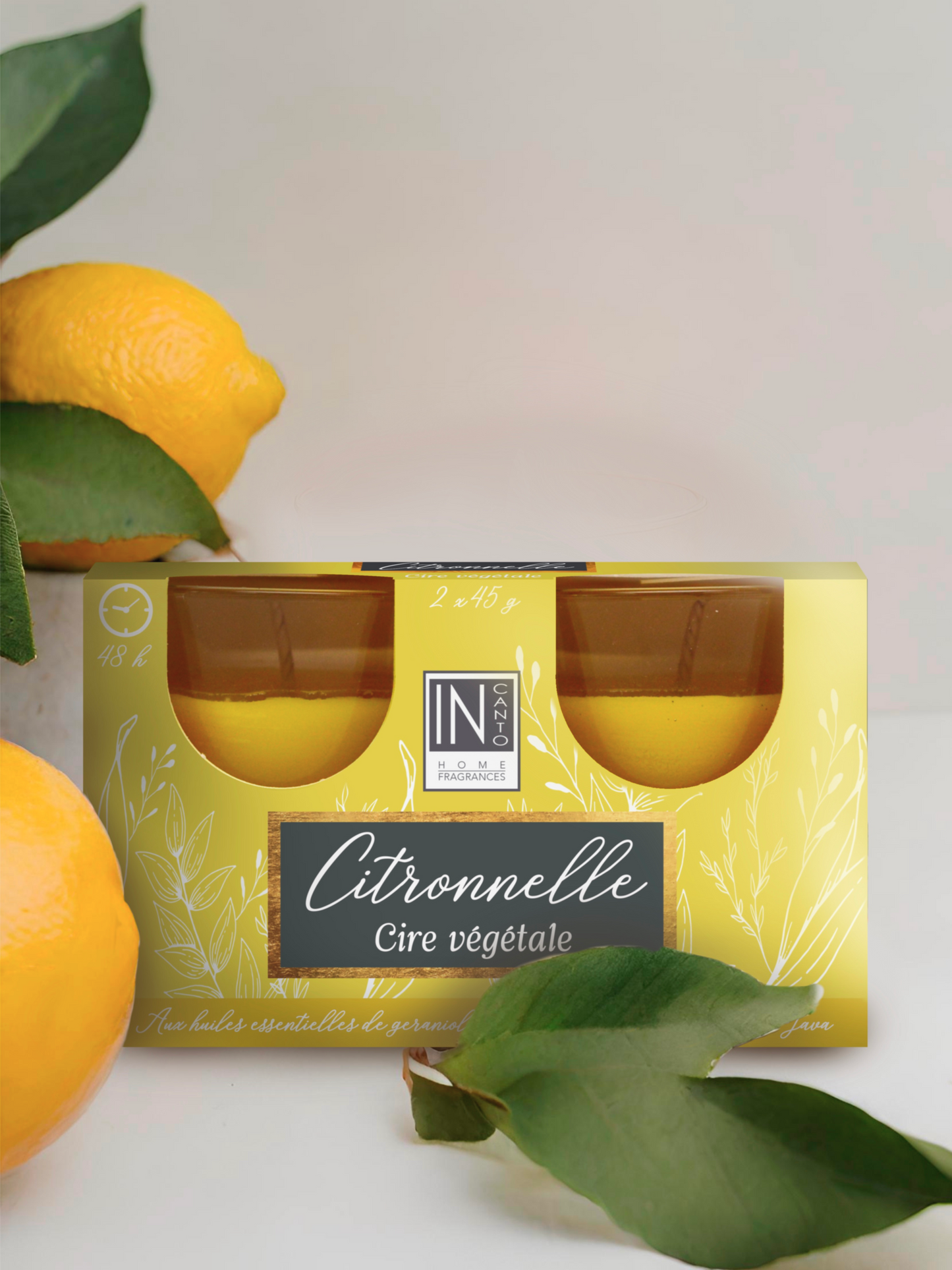 Image d'un pack de deux bougie parfum citronnelle In canto.