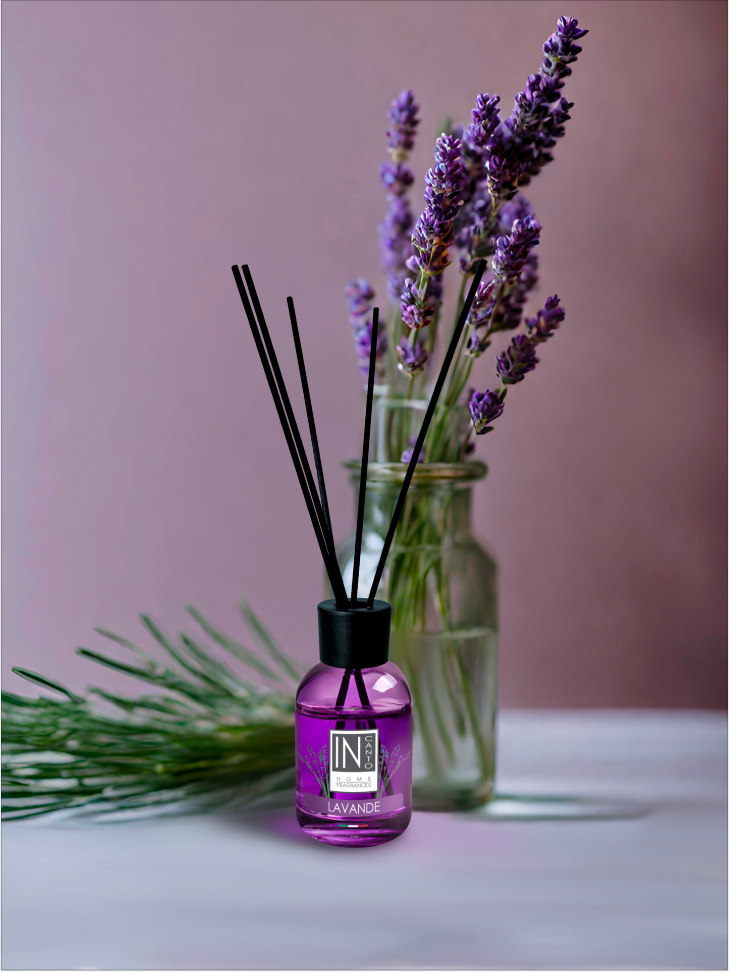 Diffuseur de parfum lavande 50ml tiges rotin – INCANTO