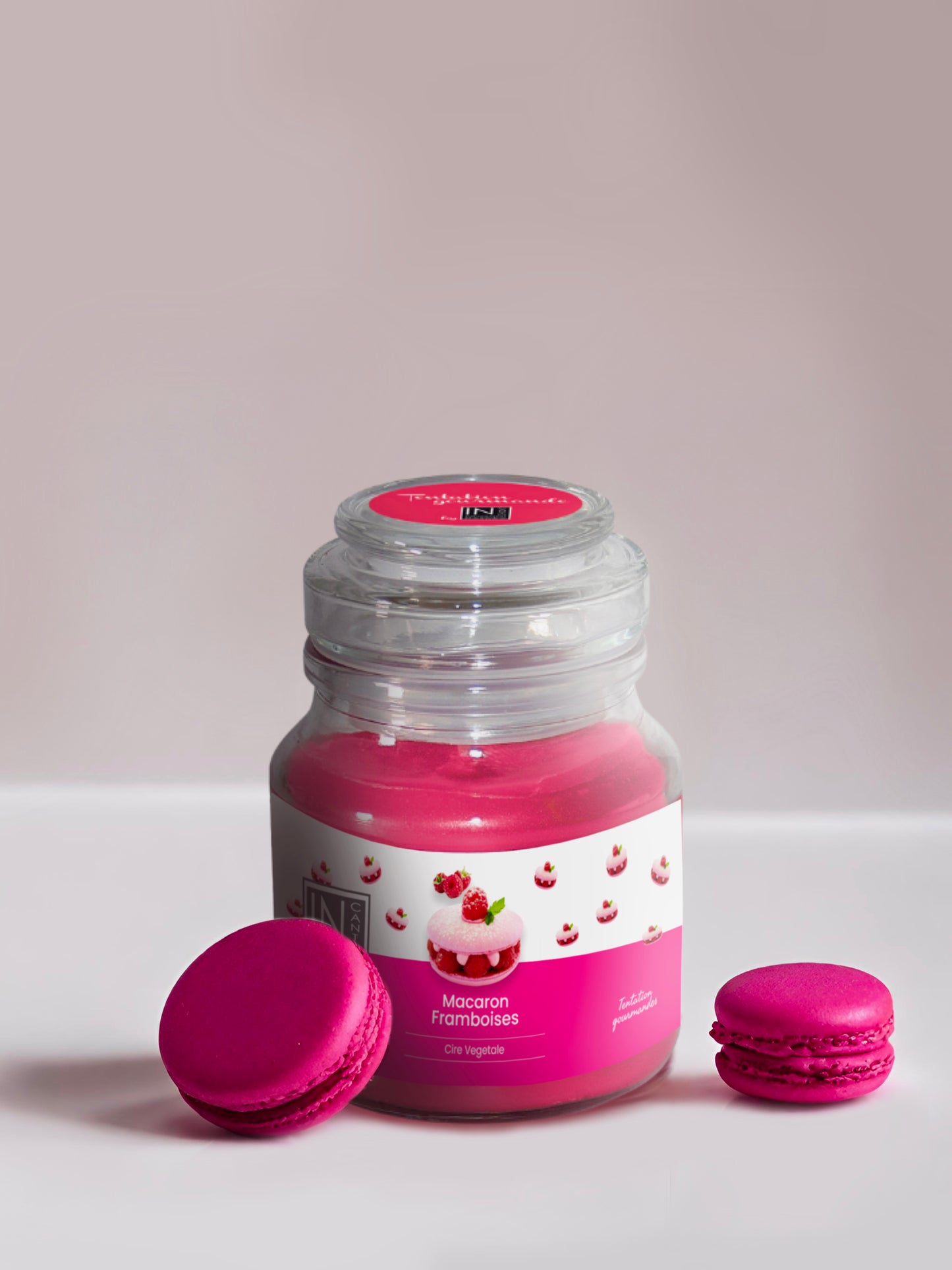 Image d'une bougie parfum macaron In canto.