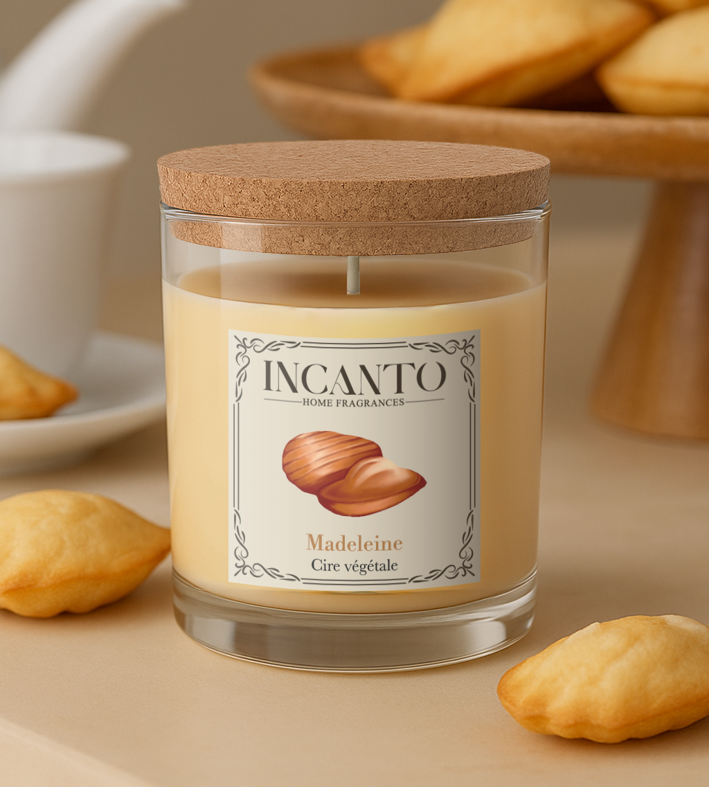 Bougie parfumée Madeleine 130g cire de soja – Collection Pâtissière INCANTO