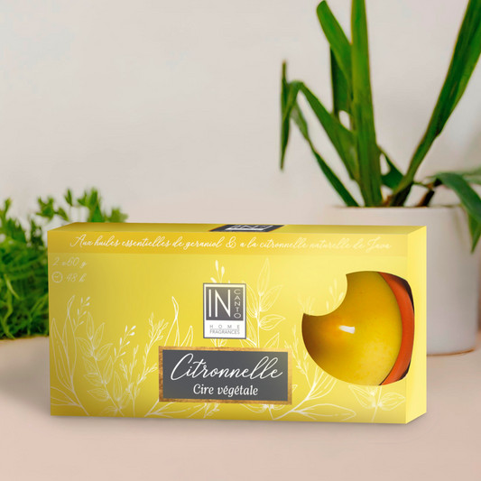 Image d'un pack de deux bougie parfum citronnelle In canto. 